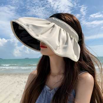 Gambar produk Kaka Topi Pantai Anti UV Wanita Sun Visor Hat Waterproof Polyester - CX3-011