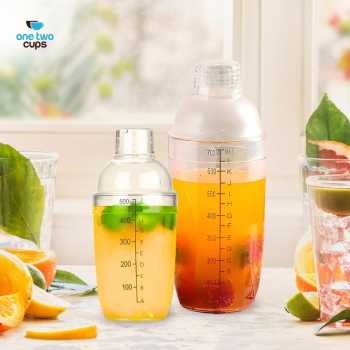 Gambar produk One Two Cups Cocktail Shaker Mixer Bartender Cobbler Cup Style 700ml - B0569