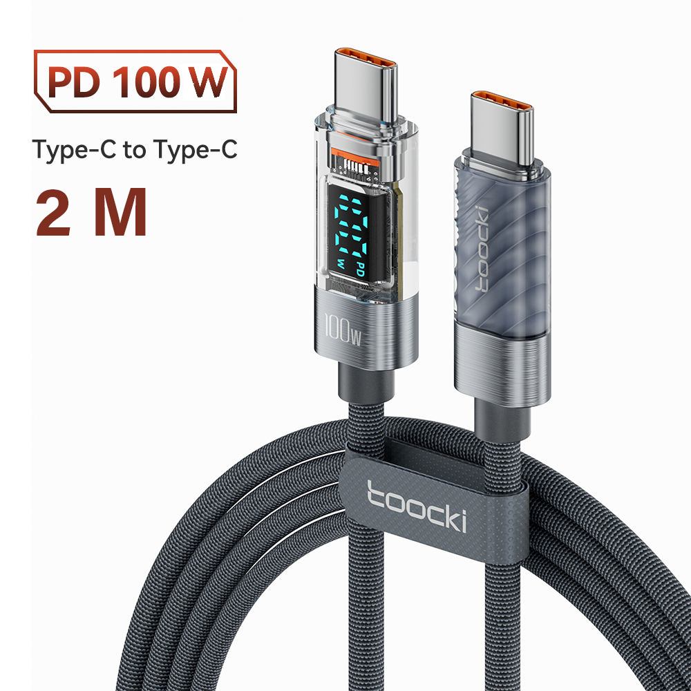 Gambar produk Toocki Kabel Data USB Type C to Type C Fast Charging LED Display 100W 2M - TXCTT1-ZXA0G