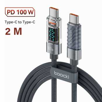 Toocki Kabel Data USB Type C to Type C Fast Charging LED Display 100W - TXCTT1-ZXA0G