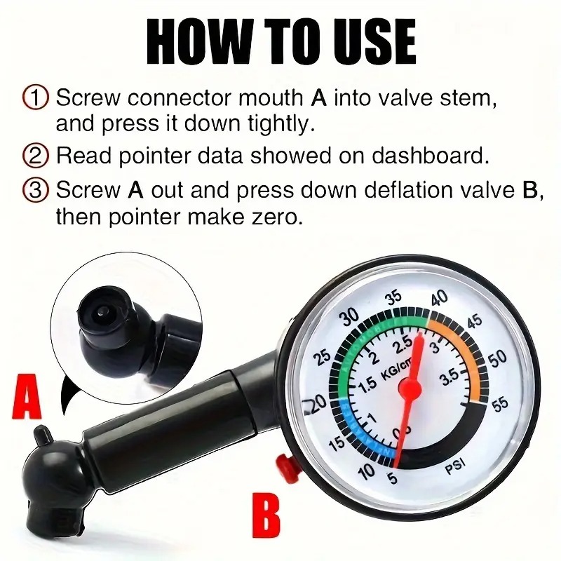 Gambar produk KAWISH Alat Ukur Tekanan Ban Mobil Motor Manometer Analog Tire Gauge - KWS130