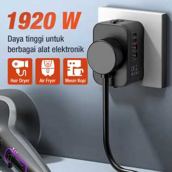 Gambar produk LENCENT Universal Travel Adaptor Multi Port USB Type C UK EU USA 3A - HHT205