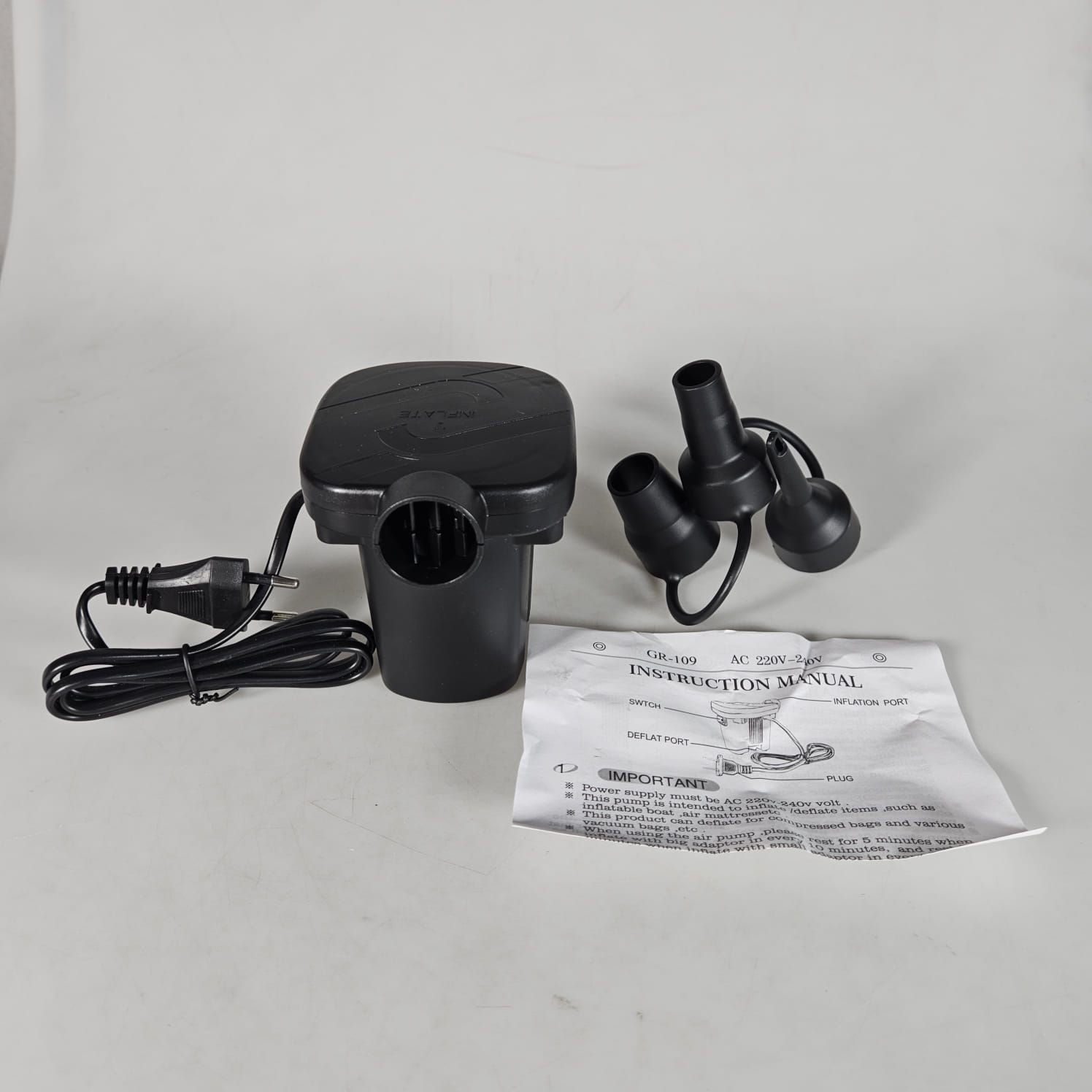 Gambar produk Lebecom Pompa Angin Elektrik Multifungsi Inflator Air Pump with Nozzle - GR-109