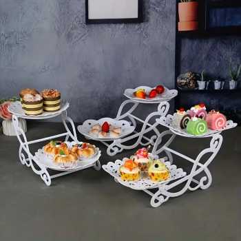 Gambar produk TALON Rak Kue Susun 2 Tingkat Multi Layer Bicycle Cake Fruit Tray Circle - INU114