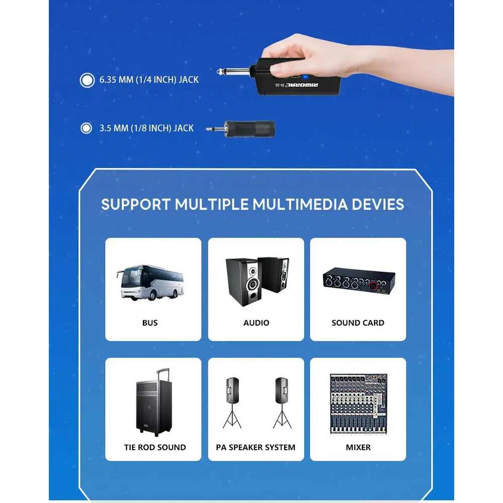 Gambar produk RIWORAL Mikrofon Karaoke Wireless Cardioid Microphone 2.4G 800mAh - RI-28