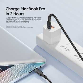 Gambar produk ESSAGER Kabel Data Type C to Type C PD Quick Charging Braided 5A 100W 3M - ES-X18
