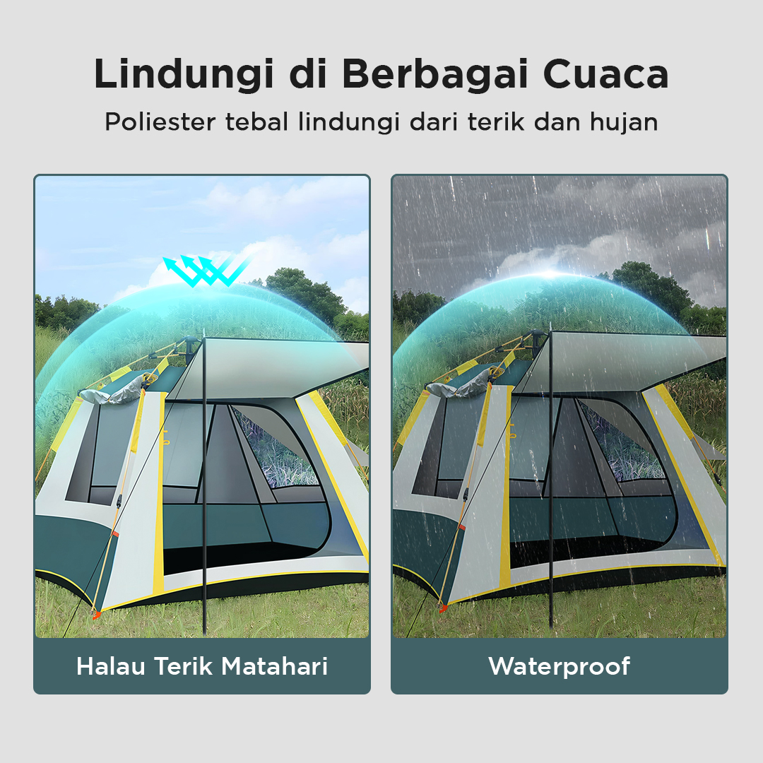 Gambar produk HOUKAI Tenda Camping Lipat Otomatis 3-4 Orang Waterproof - YZTP