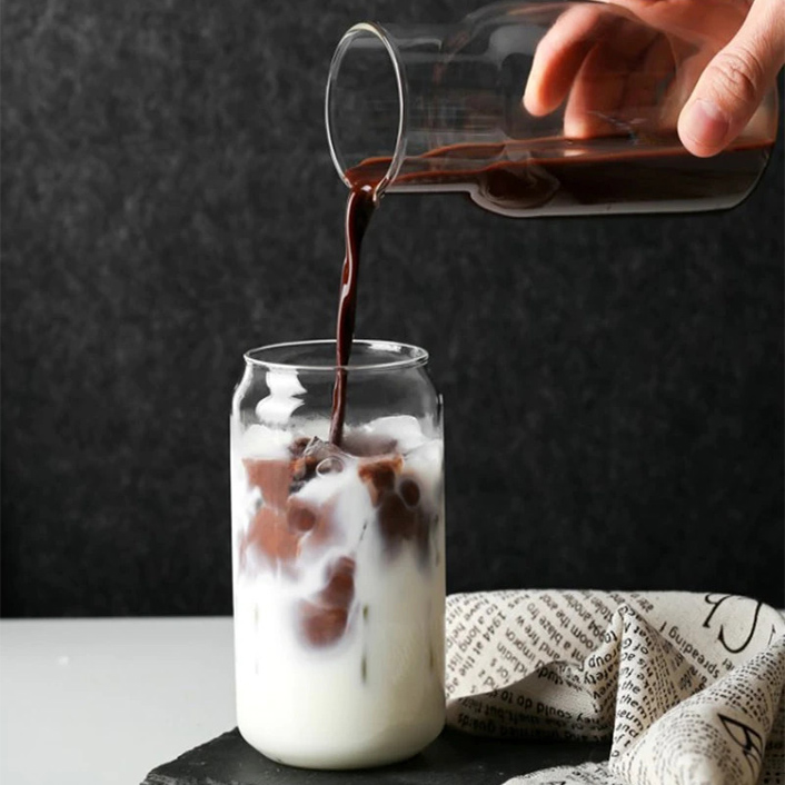 Gambar produk One Two Cups Gelas Kaca Aesthetic Kopi Teh Can Shaped Glass 550ml - CXX186
