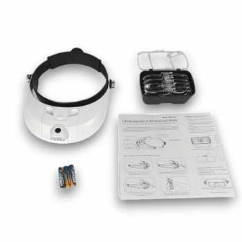 Gambar produk GORELAX Kaca Pembesar Headband Reparasi Magnifier with 2 LED 5 Lens 6X - MG81001-G