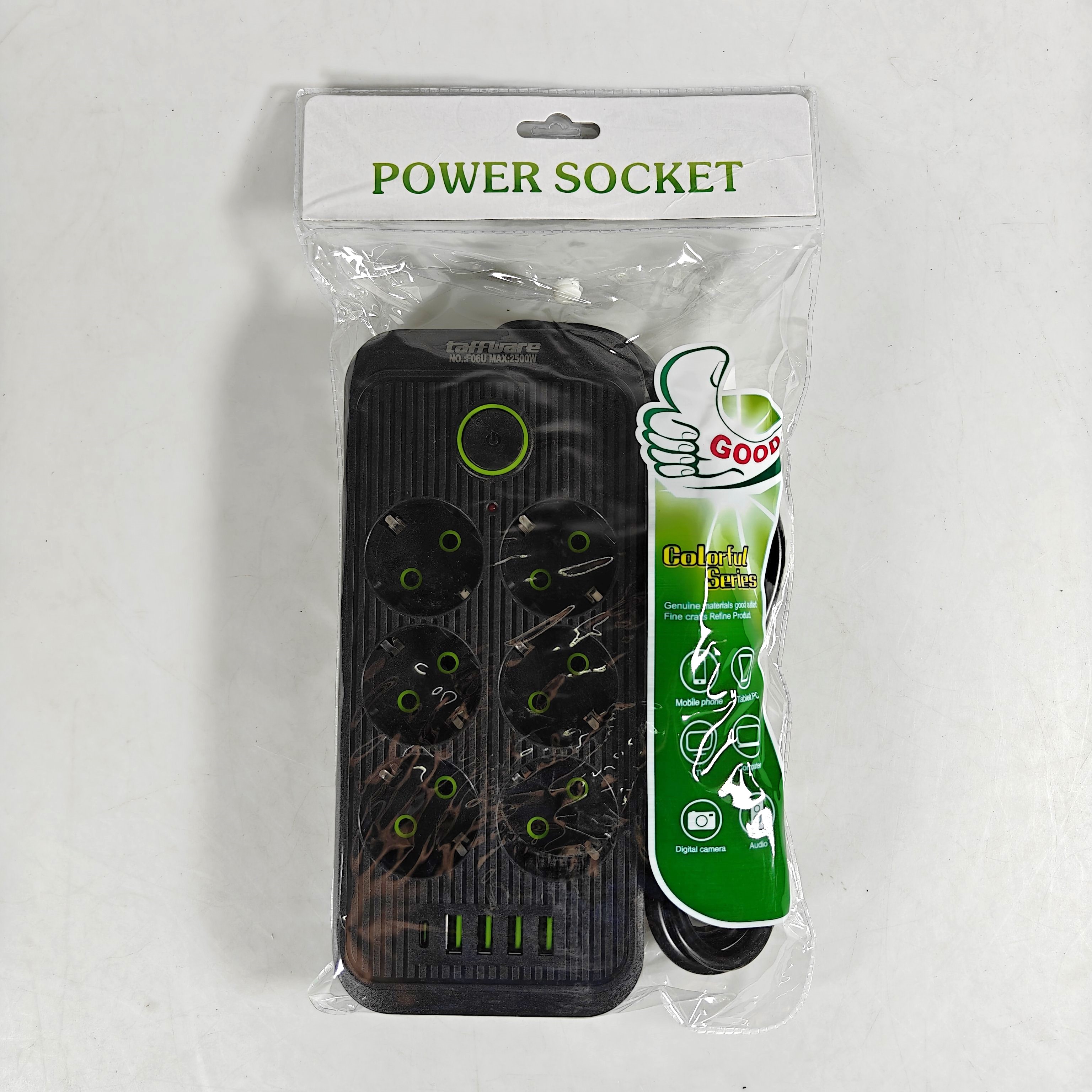 Gambar produk Taffware Stop Kontak USB Type C EU Plug Flame Retardant 10A 220V 2500W - F06U