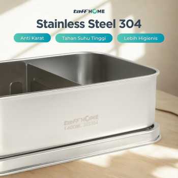 Gambar produk TaffHOME Kotak Makan Lunch Box Stainless Steel 304 2 Grid 1400ml - UP-14