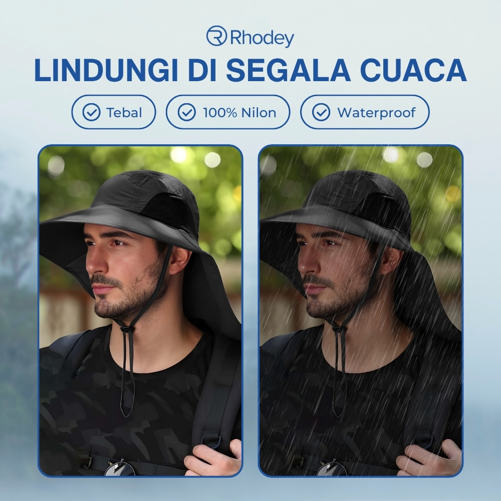 Gambar produk Rhodey Topi Rimba Outdoor Anti Mosquito Neck Flap Boonie Hat Nylon - GL017