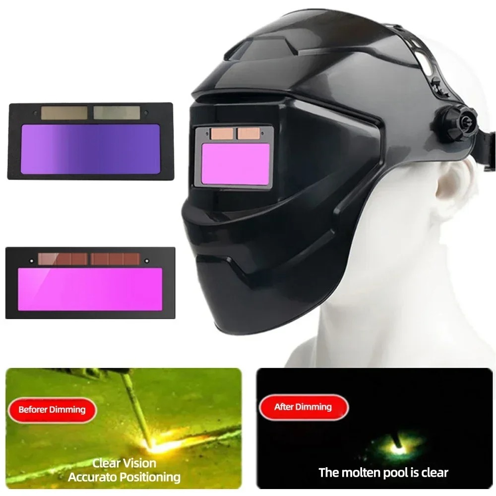 Gambar produk PLASHMA Helm Las Otomatis Red Light Lens Auto Dimming Welding Mask - P20