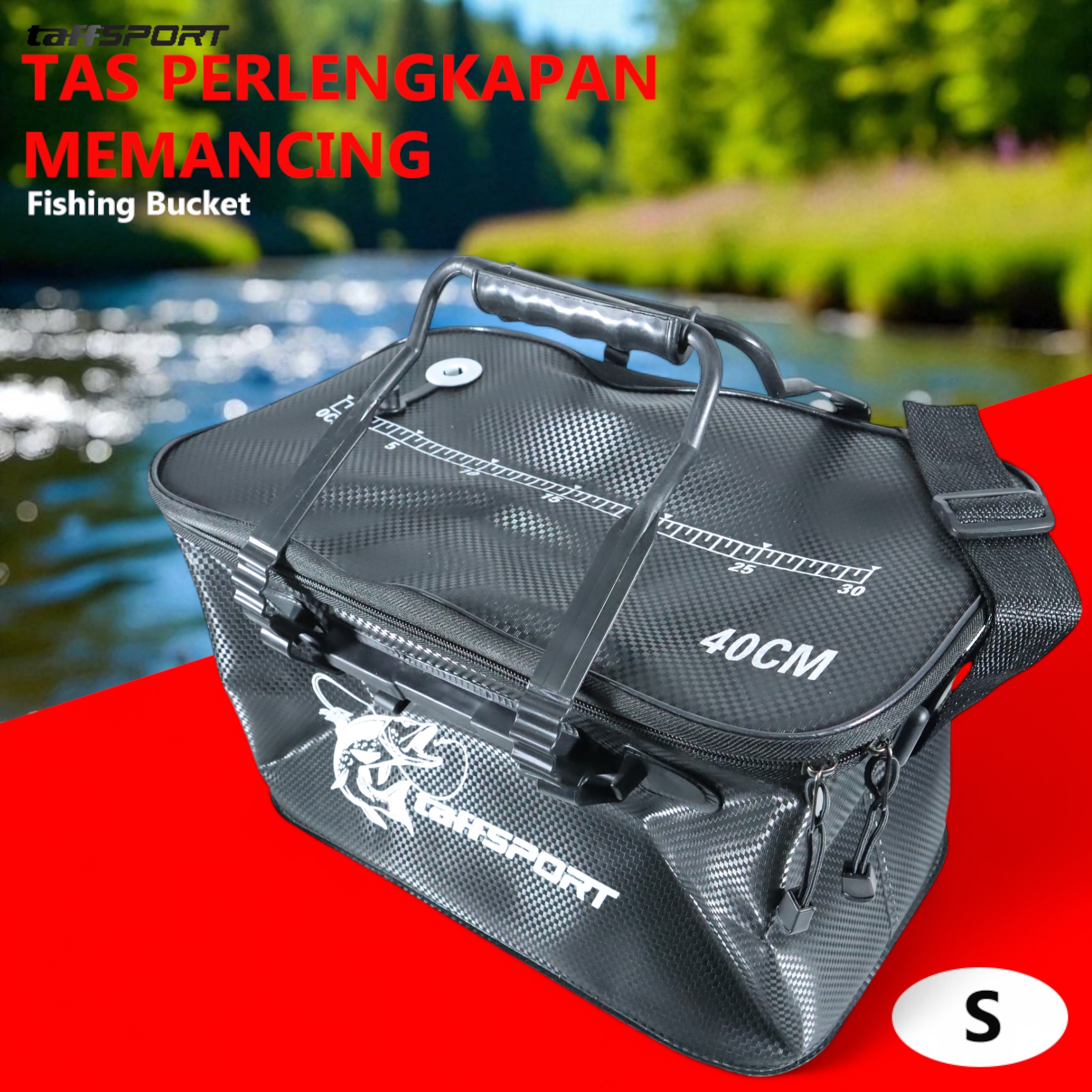 Gambar produk TaffSPORT Tas Perlengkapan Memancing Foldable Fishing Bucket EVA S - INU121