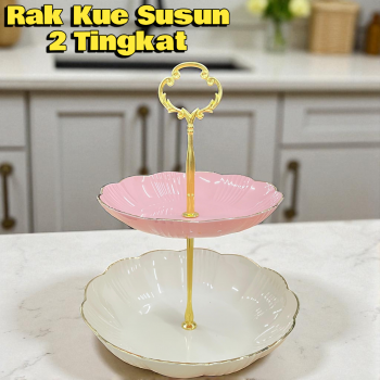 AXOX Rak Kue Susun 2 Tingkat Plate Dessert Cake Fruit Tray Plastic PP - AX-155