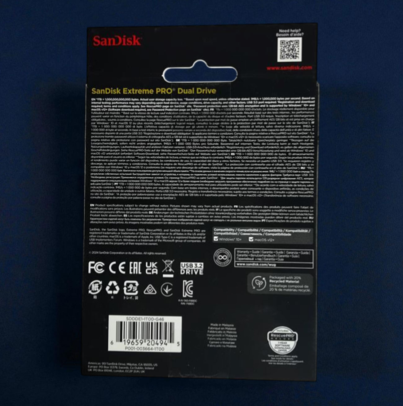 Gambar produk SanDisk Extreme PRO USB Dual Drive Up to 1000MB/s USB Type-C USB3.2 1TB - SDDDE1