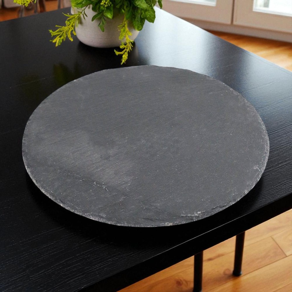 Gambar produk XYZLS Piring Makan Steak Western Round Dish Plate BBQ Natural Stone 20cm - XT33