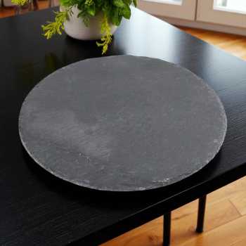 Gambar produk XYZLS Piring Makan Steak Western Round Dish Plate BBQ Natural Stone 20cm - XT33