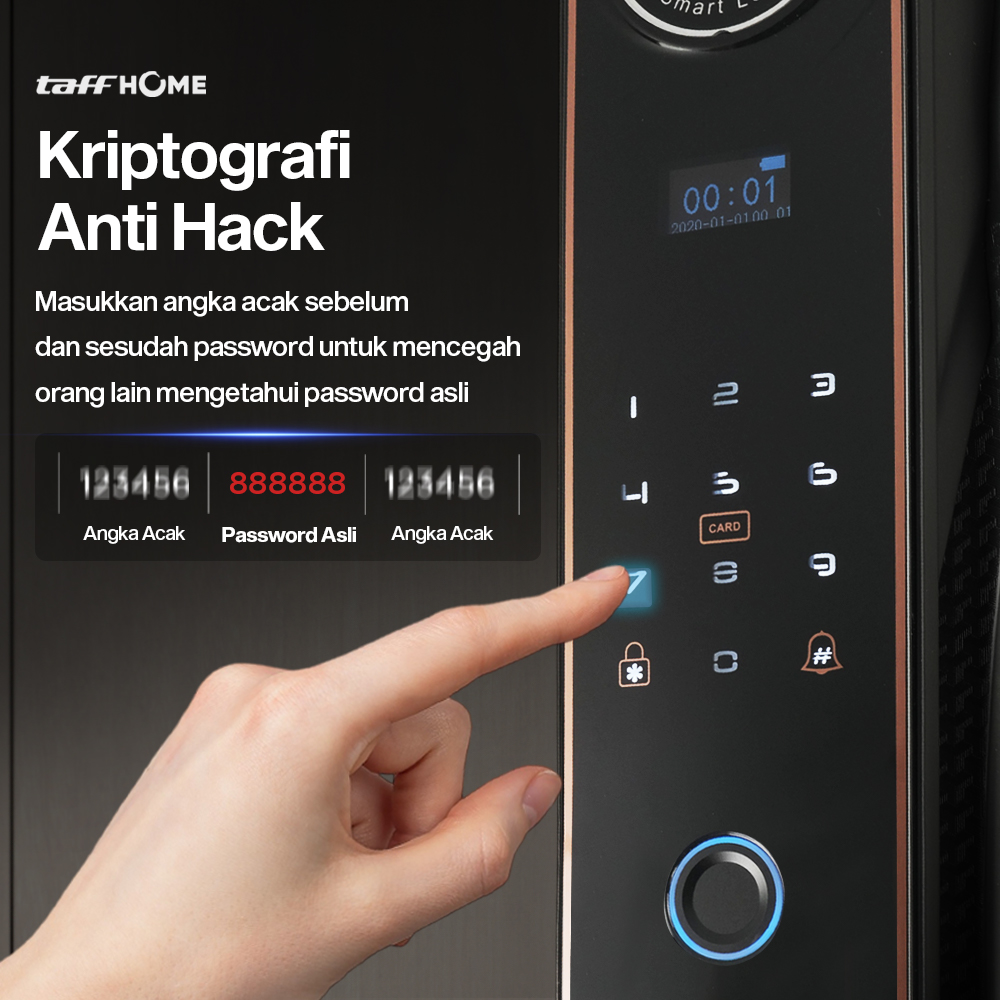 Gambar produk TaffHOME Smart Door Lock Fingerprint 3D Face Recognition Card Xhome - X5