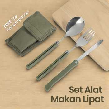 Gambar produk YOUGLE Set Alat Makan Sendok Garpu Lipat Portable Cutlery Swiss Army - A009