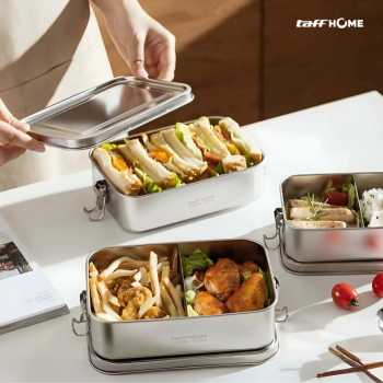 Gambar produk TaffHOME Kotak Makan Lunch Box Stainless Steel 304 2 Grid 1400ml - UP-14