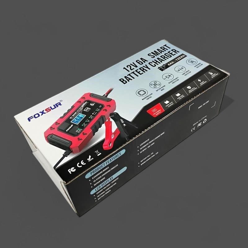 Gambar produk FOXSUR Charger Aki Mobil Motor Intelligent Battery Charger 12V 6A - FBC1206F