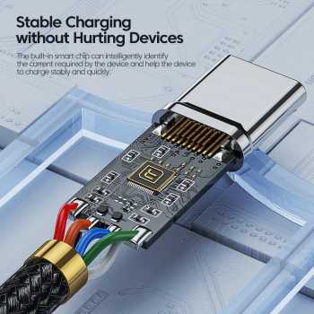 Gambar produk Toocki Kabel Data USB Type-C Fast Charging Braided 6A 100W 3M - TQ-X12