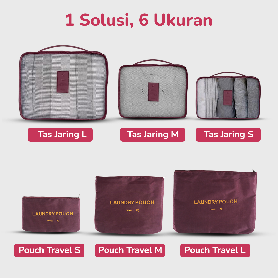 Gambar produk RUIMOM Tas Travel Bag Laundry Organizer Packing Cubes Multi Size 6 PCS - RU-6