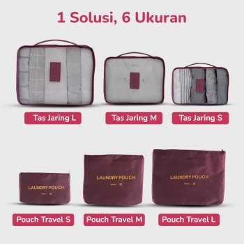 Gambar produk RUIMOM Tas Travel Bag Laundry Organizer Packing Cubes Multi Size 6 PCS - RU-6