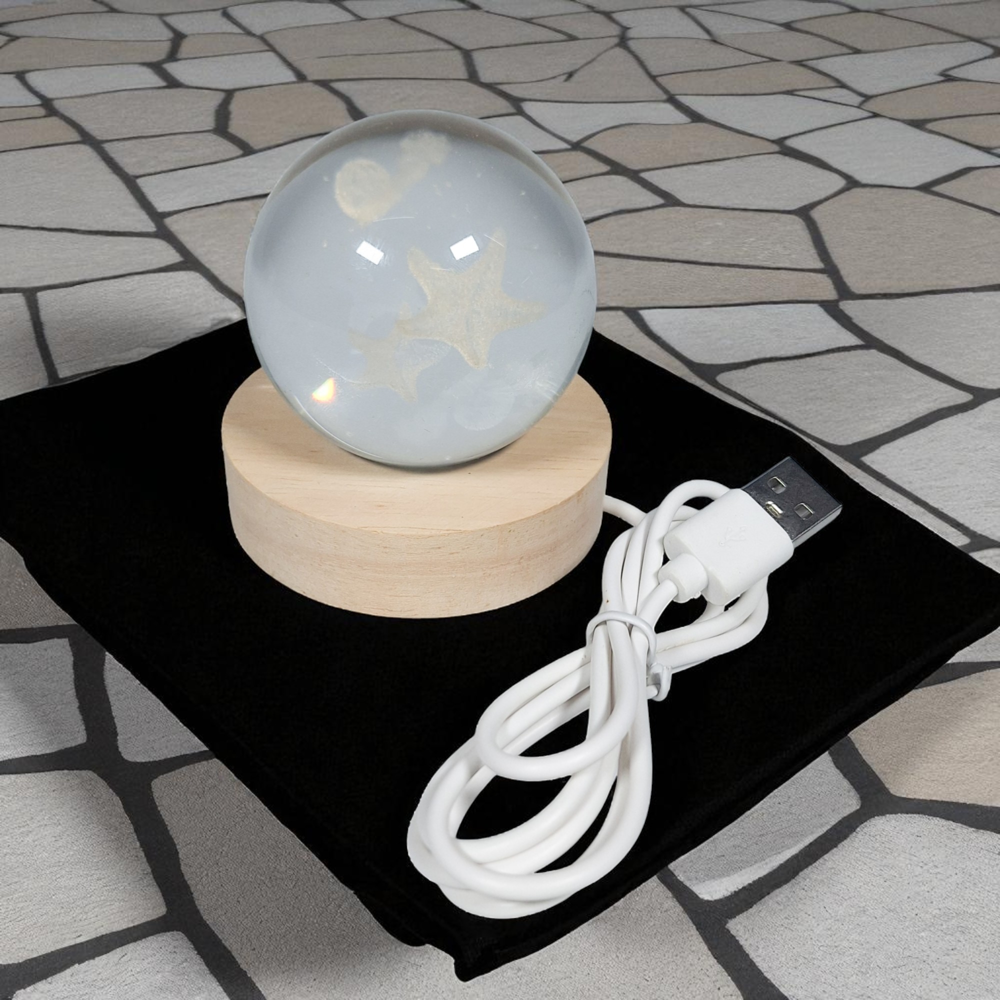 Gambar produk LazySpace Lampu Tidur Bola Kristal 3D RGB USB 1.5W Starfish - LS660