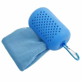 Gambar produk ASOLID Handuk Microfiber Quick Dry Cooling Ice Towel Silicon Case 80x30cm - AS13