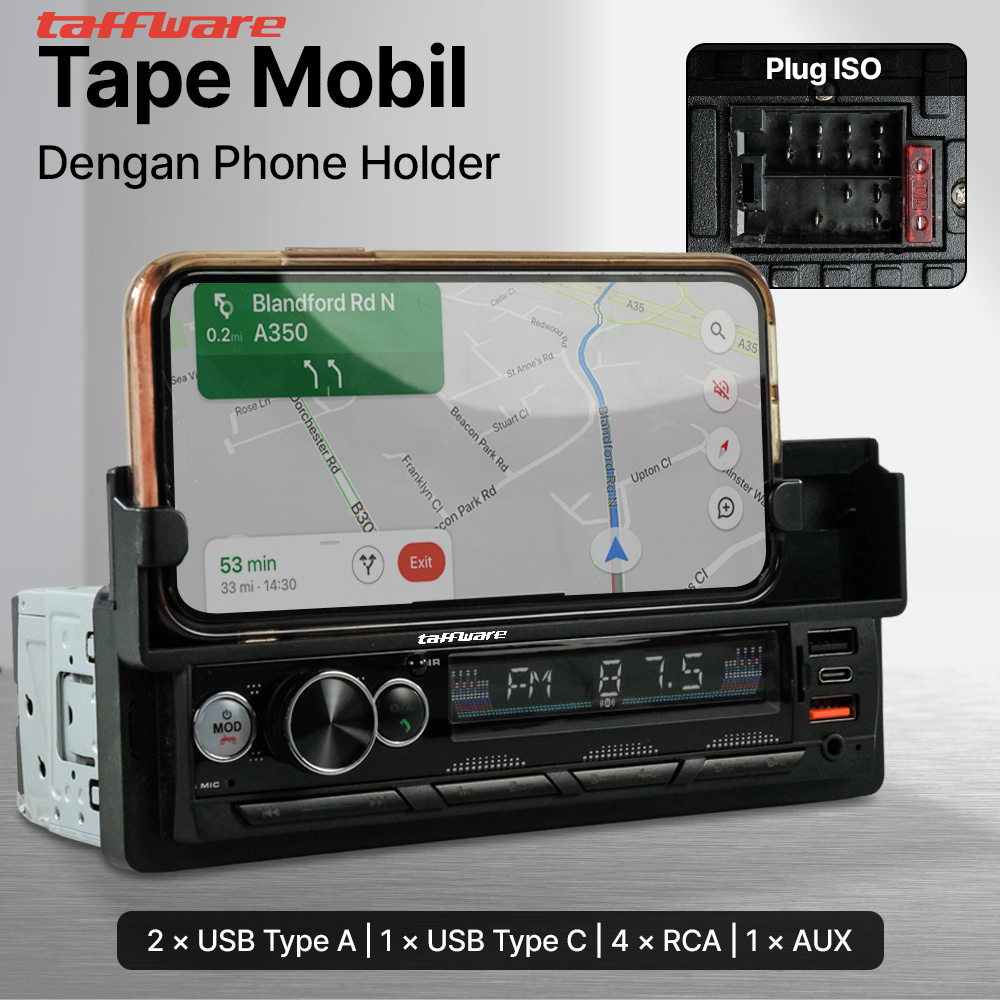 Gambar produk Taffware Tape Mobil Audio MP3 Player Bluetooth USB with Phone Holder - HL81