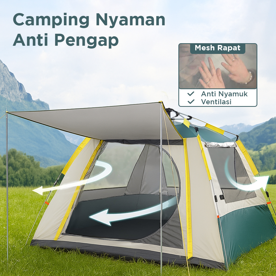 Gambar produk HOUKAI Tenda Camping Lipat Otomatis 3-4 Orang Waterproof - YZTP