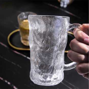 Gambar produk Qianli Gelas Kaca Tea Soda Glass Ice Glacier Hammer Pattern 330ml - ZB129