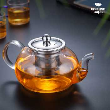 Gambar produk One Two Cups Teko Teh Kaca Saringan Tahan Panas Api Infuser Teapot 600ml - TP-759