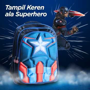 Gambar produk JINMA HONGJIA Tas Sekolah Anak Karakter Kartun Captain America S - KKH001