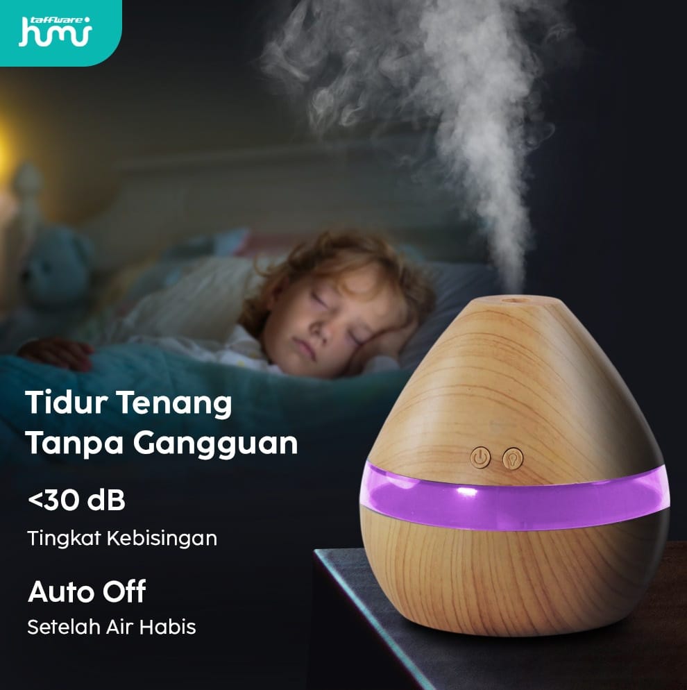 Gambar produk Taffware HUMI Air Humidifier Mini Ultrasonic Aroma Diffuser LED 300ml - H218