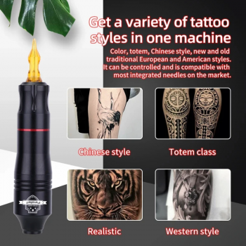Gambar produk YUILONG Wireless Tattoo Machine Kit Travel 4mm 1300mAh with Cartridge - YL359