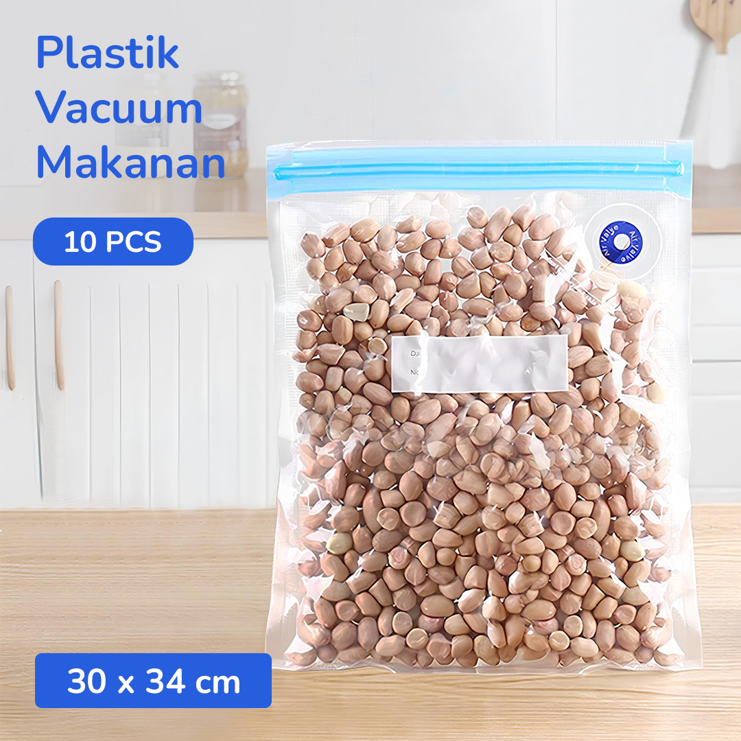 Gambar produk DMJ Plastik Vacuum Makanan Reusable Storage Bag BPA Free 10 PCS 30x34cm - D400