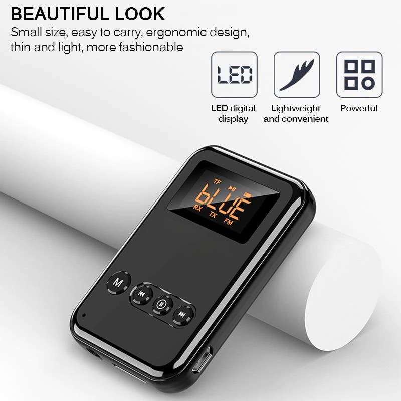 Gambar produk TKXEC Audio Bluetooth 5.0 Transmitter Receiver Adapter AUX FM - K6