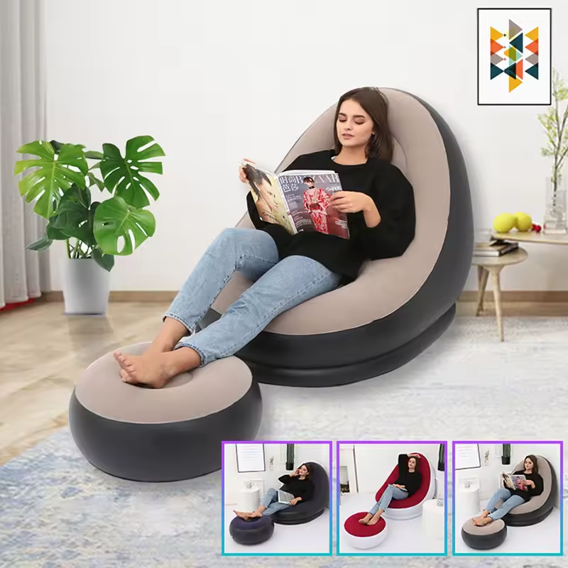 Gambar produk FMA Inflatable Lazy Sofa Chair PVC with Comfortable Leg Stool - FM-CHP