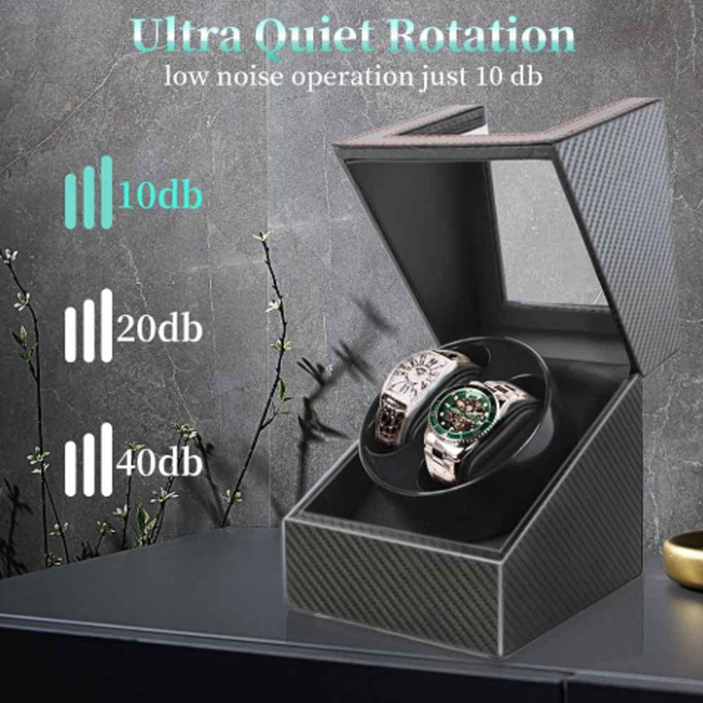 Gambar produk ZOEJOE Watch Winder Pemutar Jam Tangan Otomatis 3 Mode 2 Slot - W136T
