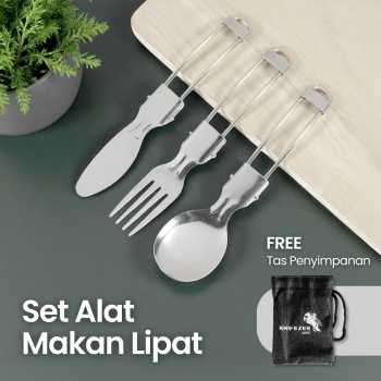 Gambar produk KNIFEZER Set Alat Makan Sendok Garpu Pisau Lipat Portable Cutlery - AOTU