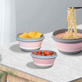 Gambar produk LORV Kotak Makan Lunch Box 3in1 Foldable Silicone 300ml 600ml 1200ml - B1