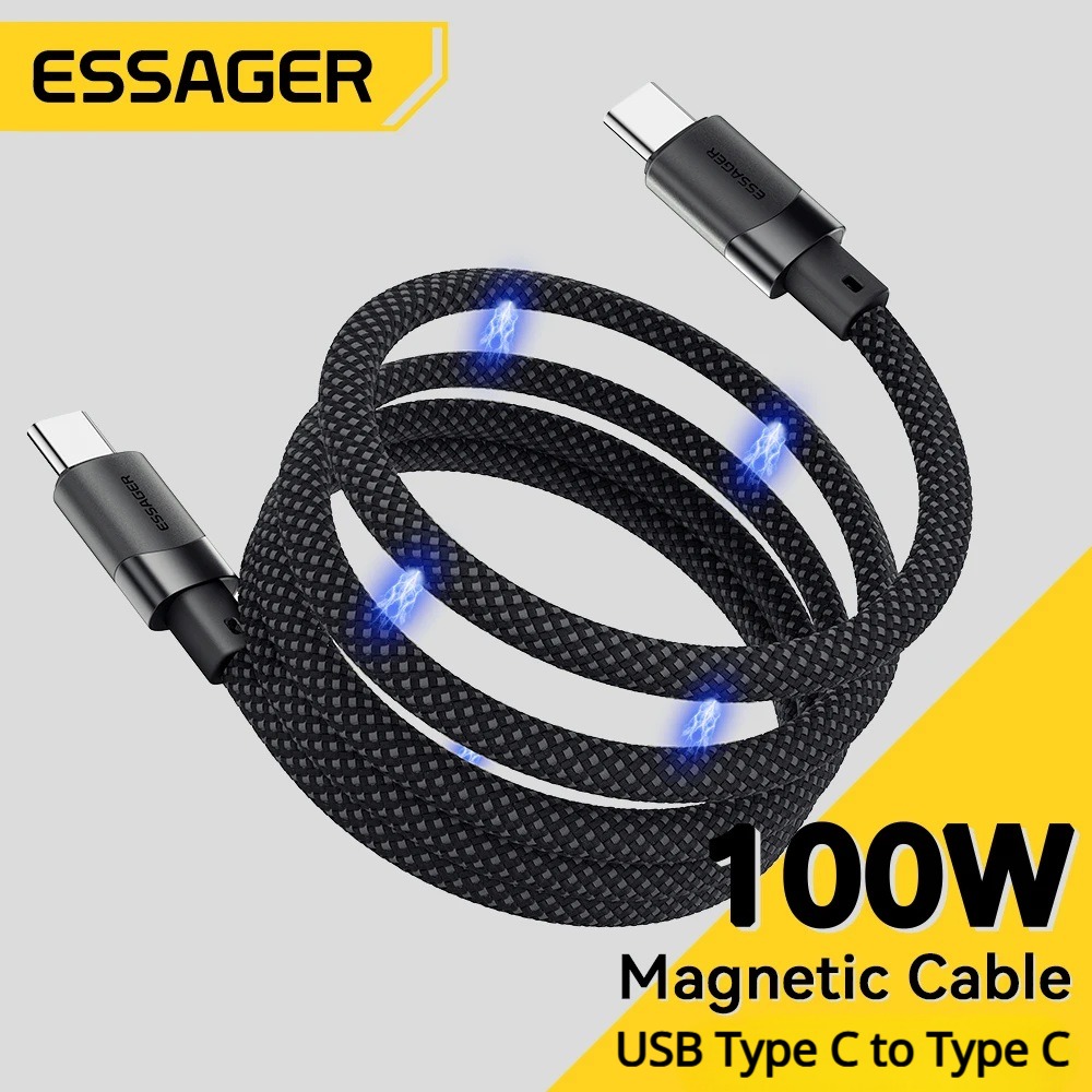 Gambar produk ESSAGER Kabel Data USB Type C to Type C Magnetic Fast Charging 100W 1M - ES-X53