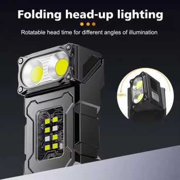 Gambar produk WASUNE Senter LED COB IP45 Magnetic Rechargeable 1200mAh 800 Lumens - XT-09