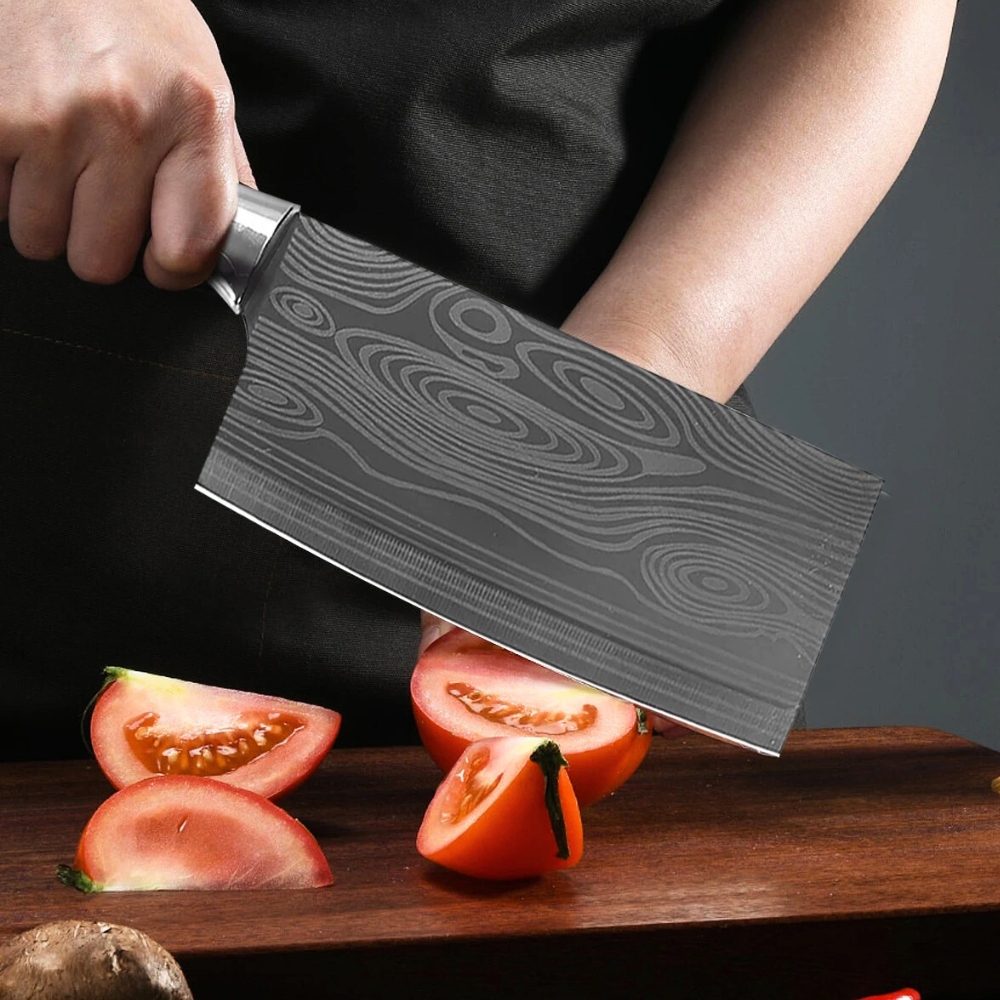 Gambar produk KOBACHI Pisau Daging Damascus Pattern Steel 5Cr15 31.5cm Cleaver Knife - DMC4
