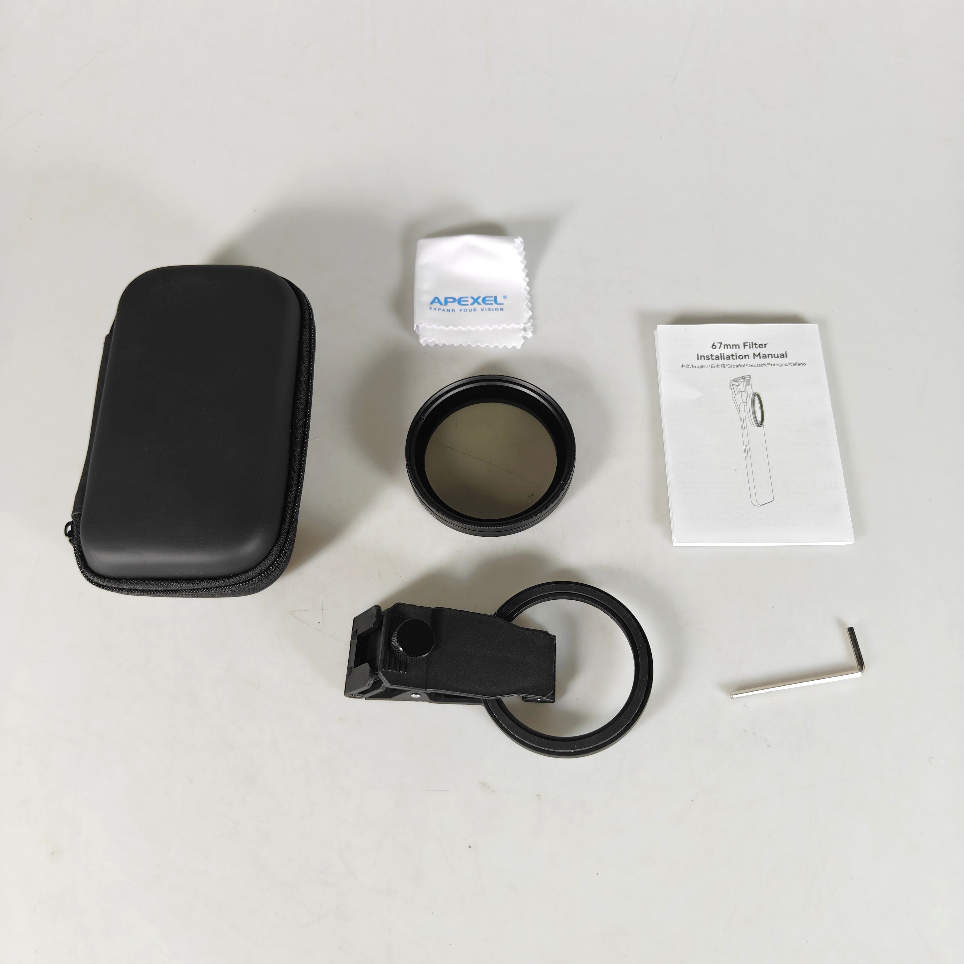 Gambar produk APEXEL Lensa Filter Kamera Smartphone HD Glass CPL 67mm with Clip - APL-67CPL