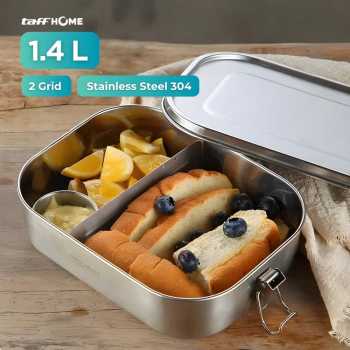 TaffHOME Kotak Makan Lunch Box Stainless Steel 2 Grid 1400ml - UP-14