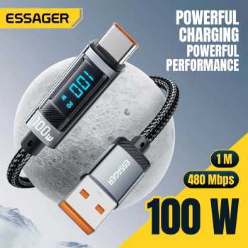 ESSAGER Kabel Data Type C to Type C Multifungsi LED Display 100W 1M - ES-X47